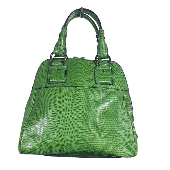 Banana Republic Women's Handbag Structured Kelly Green Textured Leather Satchel - Picture 3 of 14